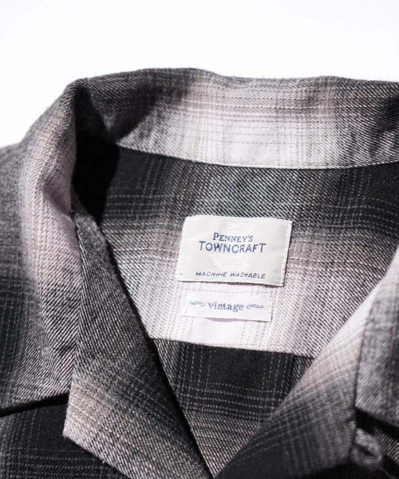 TOWNCRAFT ONE IN THE WORLD LOOP COLLAR BLACK-OMBRE FLANNEL SHIRT ディテール