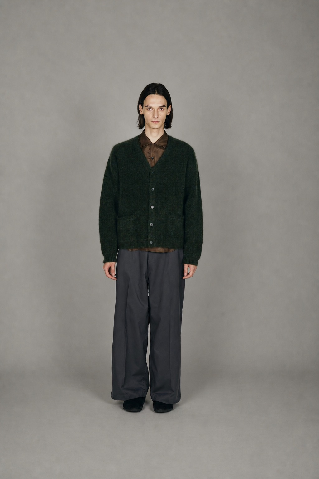TOWNCRAFT Mohair Shaggy Cardigan