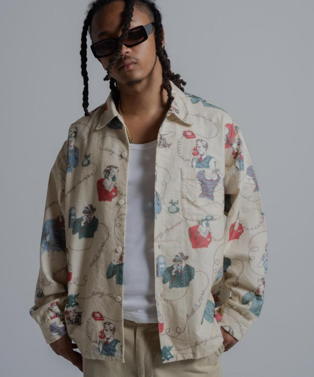 TOWNCRAFT Printed Nel Loop Collar Shirts